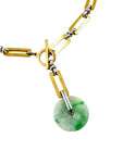 Jade Rectangular Chainmail Mixed Metal Necklace - I