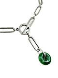 Jade Oval Chainmail Necklace - Silver
