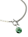 Jade + Pearl Duality Toggle Necklace 2 - Silver
