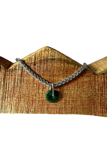 Dark Green Jade Disk Necklace