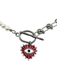 Heart Evil Eye Necklace - Red x Silver